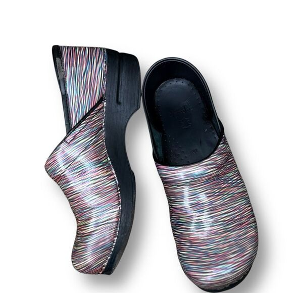 Dansko Multi Striped Professional Patent Leather Clogs Shoes EU 41 / 10.5 - 11 - Picture 11 of 15